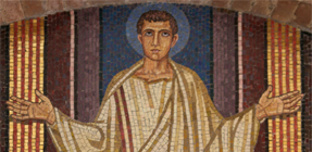 Latin courses: mosaic of Benedict of Nursia when a school boy in Rome
